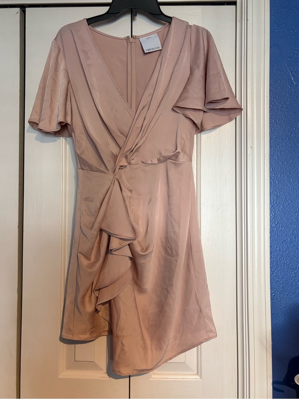 C/MEO Collective Blush Pink Ruffle Wrap Mini Dress